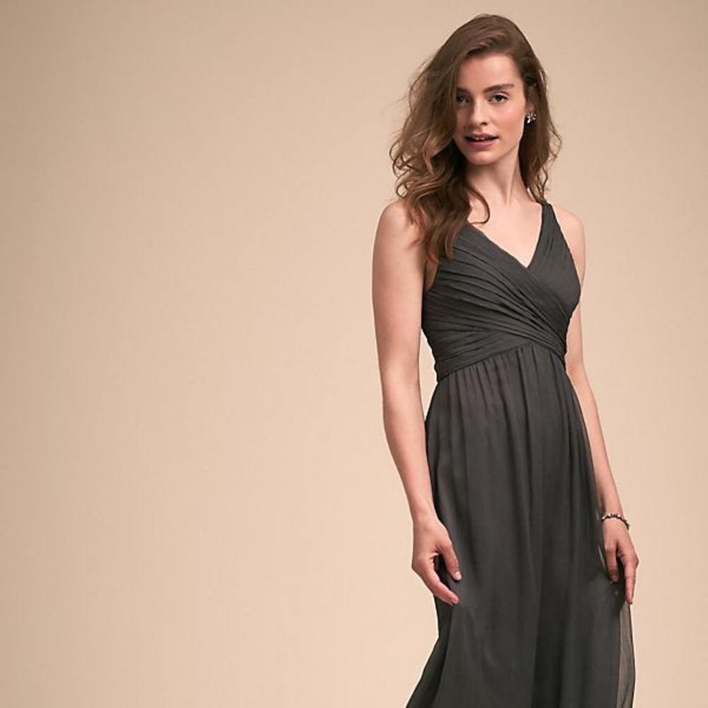 Beautiful grey dress from Anthropologie.